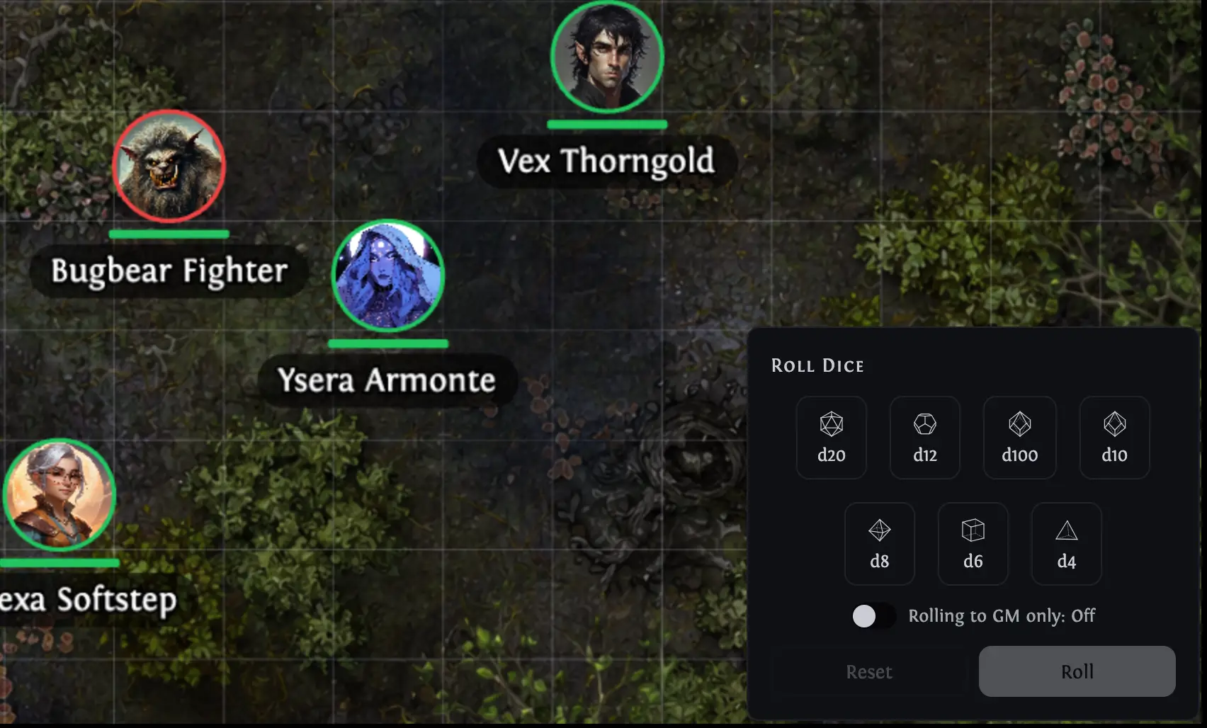 Campaign chat: Build a roll by tapping dice