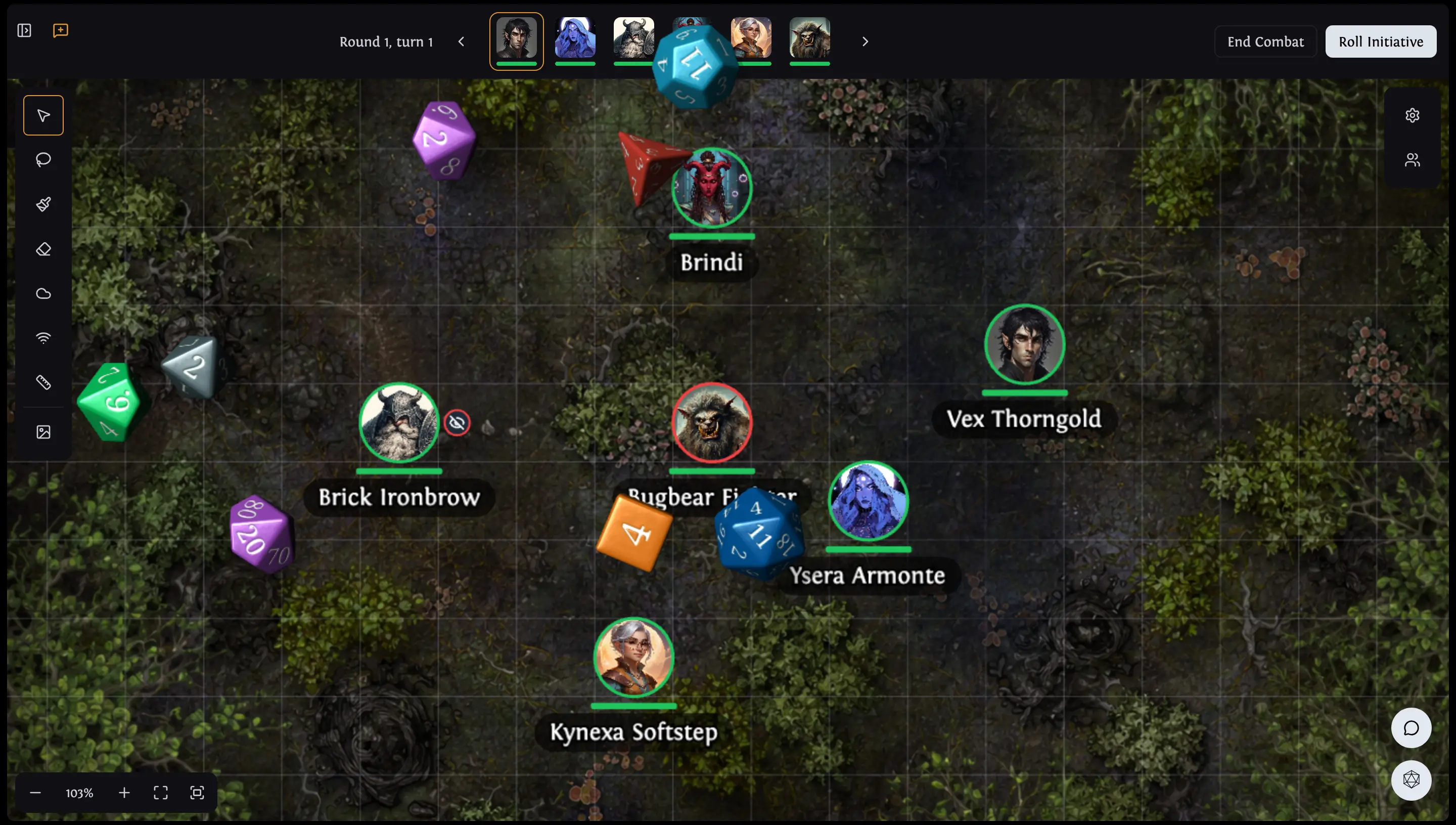 Campaign chat: Physics based dice