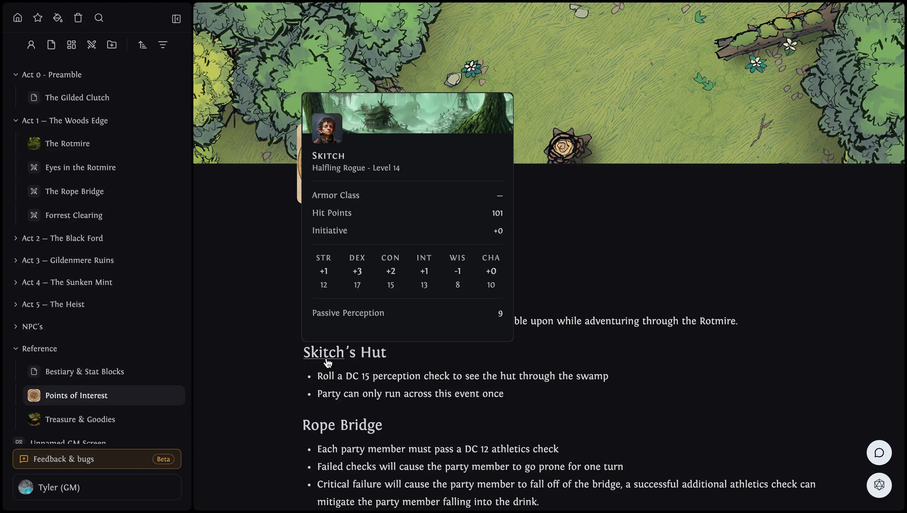 Document editor: Link to characters, encounters, and docs