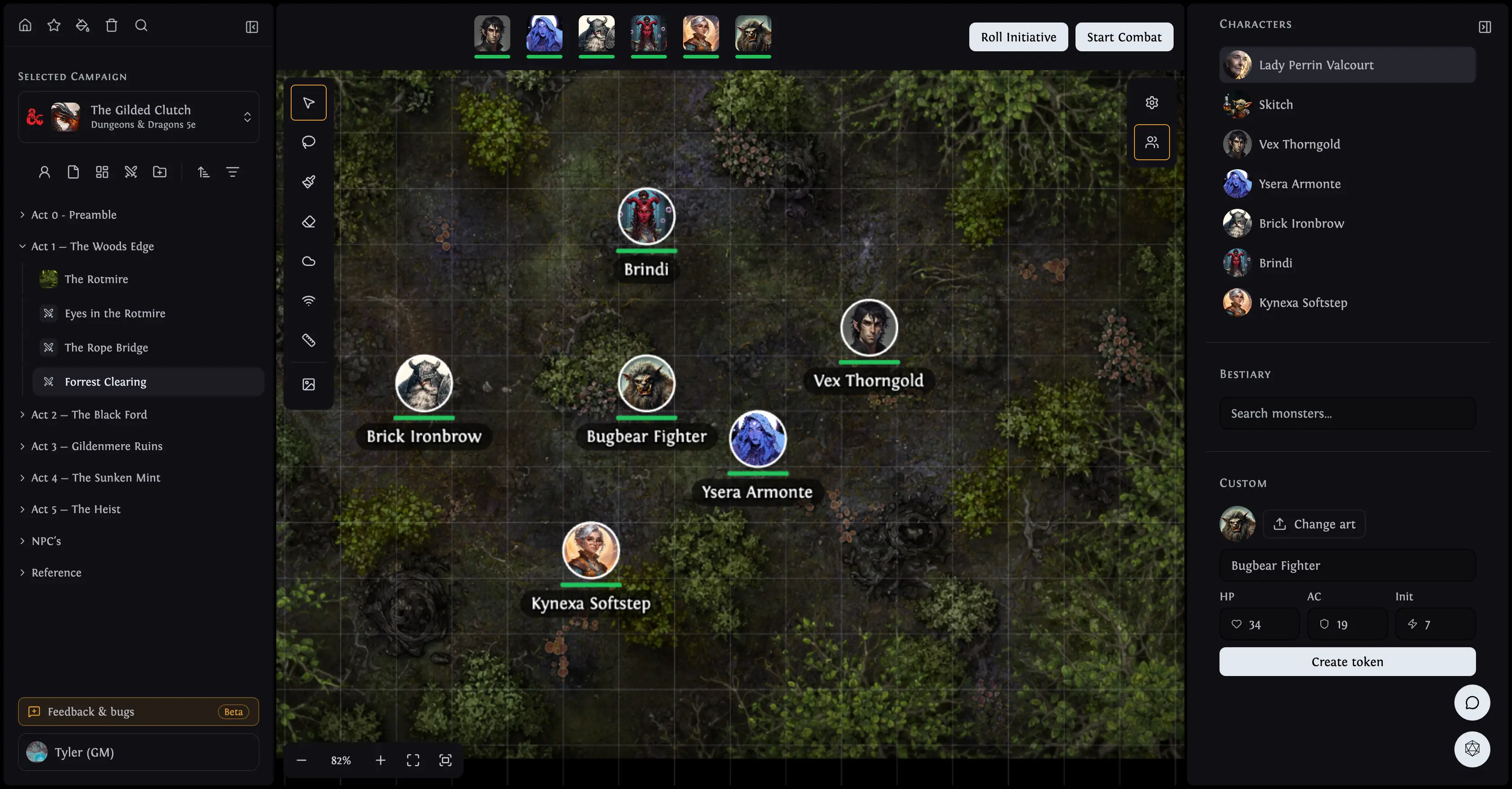 Virtual tabletop: Custom tokens
