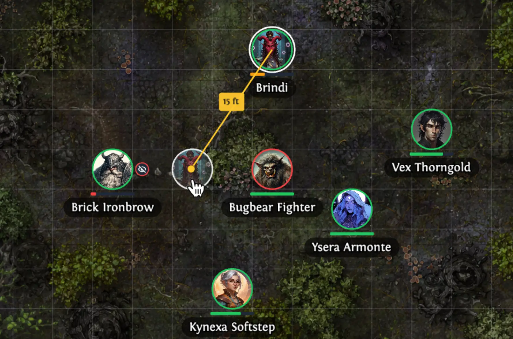 Virtual tabletop: Movement with a distance readout